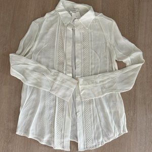 Club Monaco white embroidered button down SzM NWT